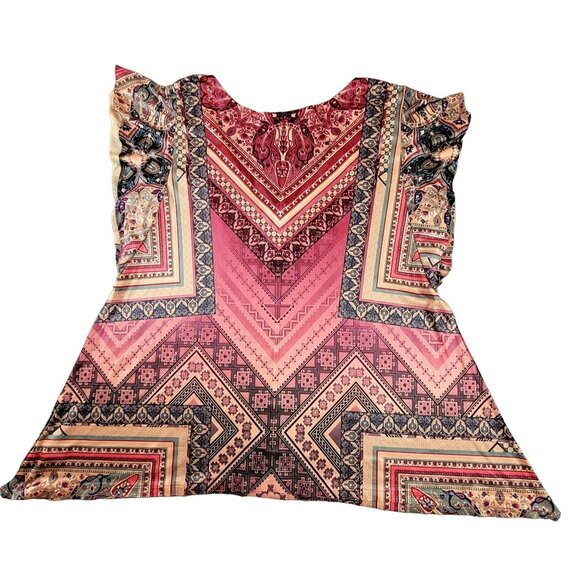 Womans Colorful Summer Knit Top Butterfly Sleeve Size Petite Medium JH1649089 - Picture 2 of 4